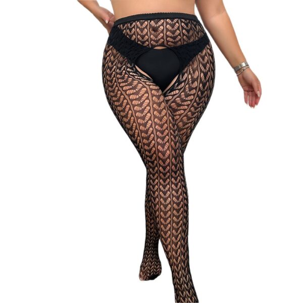 Black Jacquard Fishnet Pantyhose High-Waist Lace Cutout detail 5