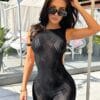 cutout geometric high waist slim fit padded bodystocking hot girl view 4 Cutout Geometric High-Waist Slim Fit Padded Bodystocking - detail