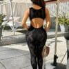 cutout geometric high waist slim fit padded bodystocking hot girl view 5 Cutout Geometric High-Waist Slim Fit Padded Bodystocking - detail