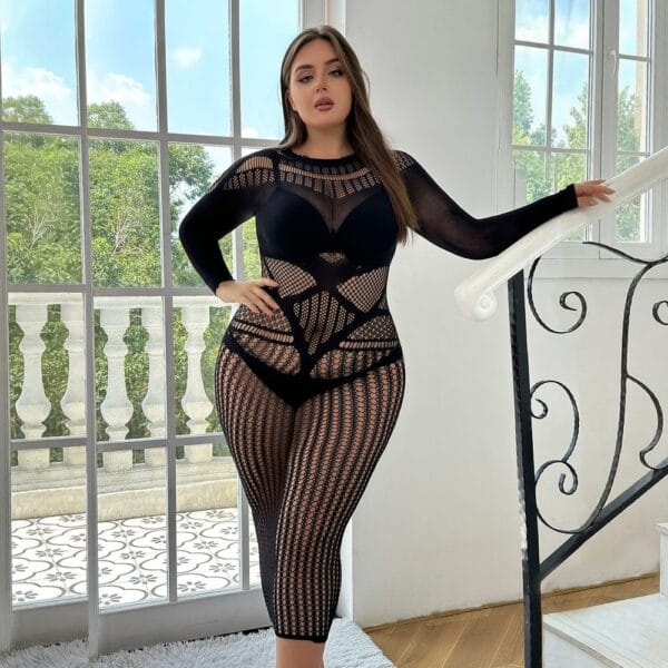 Sienna Plus-Size Fishnet Bodystocking