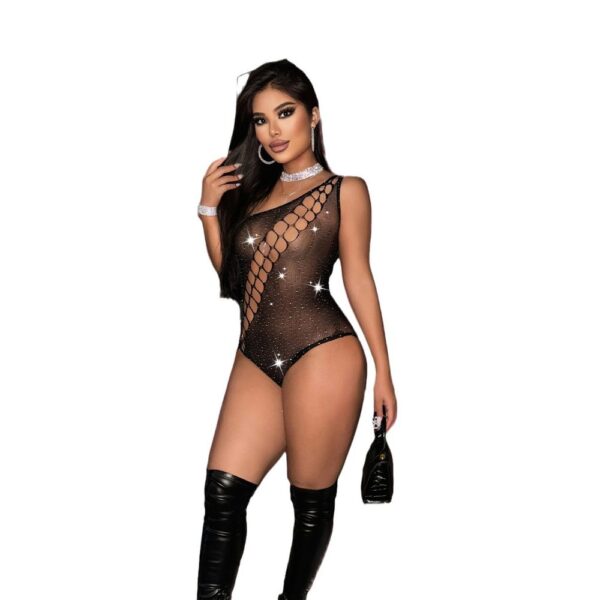 Cutout Backless See-Through Rhinestone Lingerie - detail