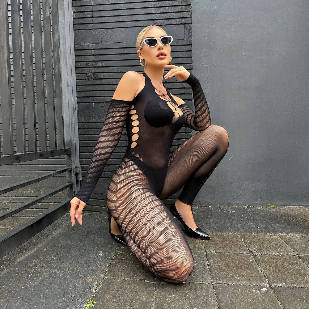Cutout Bodystocking Sheer Slimming Lingerie