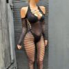 Cutout Bodystocking See-Through Slimming Lingerie - detail
