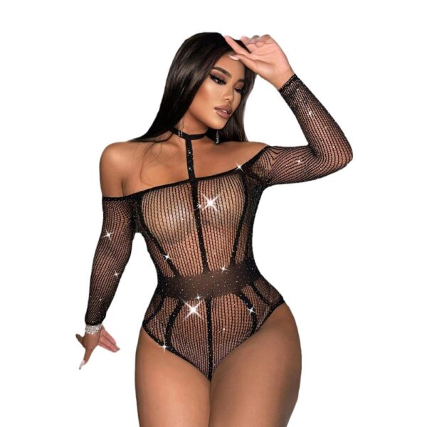 european cutout striped rhinestone lingerie sexy seductive view 5 Cutout Striped Rhinestone Lingerie - detail