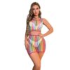 european easy access bikini rainbow 2 piece set fishnet lingerie view 5 Bikini Rainbow 2-Piece Set Fishnet Lingerie - detail
