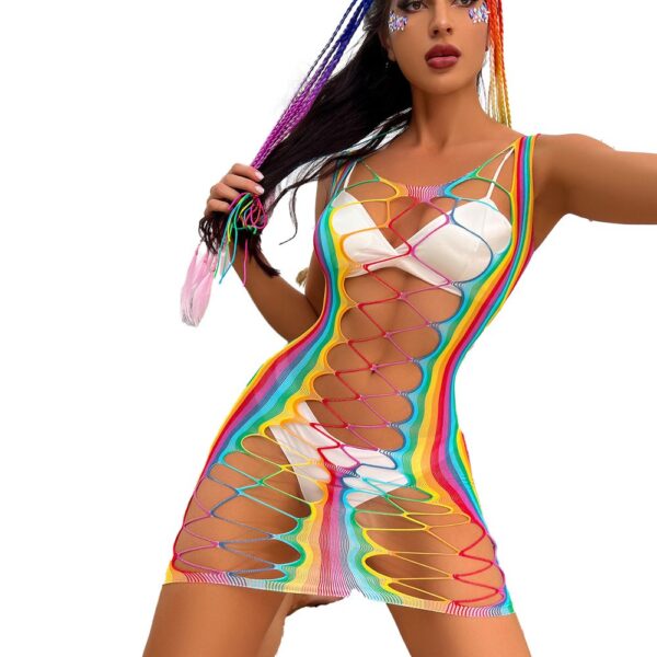 Rainbow Cutout Striped Lingerie Bikini - detail