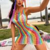 Rainbow Cutout Striped Lingerie Bikini - detail