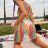 Rainbow Cutout Striped Lingerie Bikini - detail