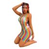 Rainbow Cutout Striped Lingerie Bikini - detail