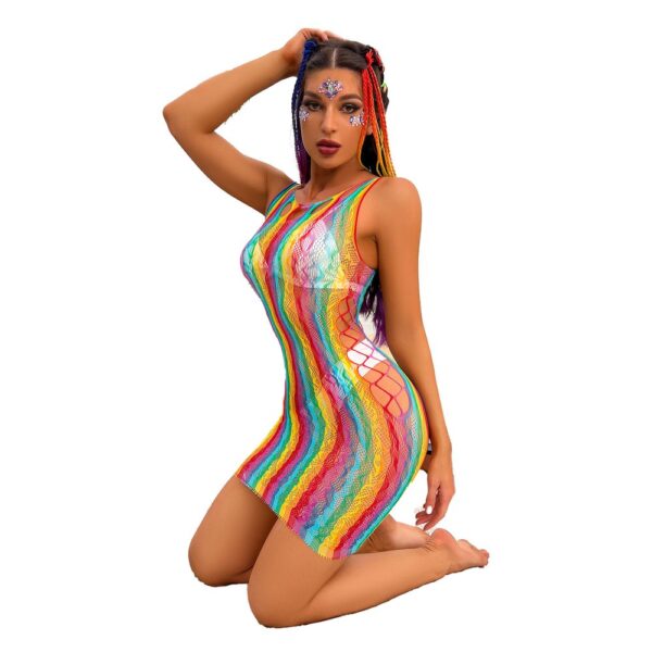 Rainbow Cutout Striped Lingerie Bikini - detail