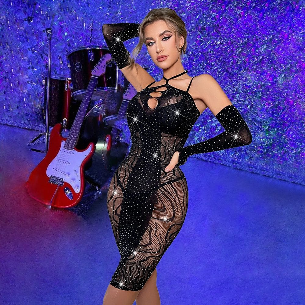 Elegant Cami Strap Rhinestone Lingerie