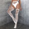 european fishnet open crotch striped bodysuit stockings seductive view 2 Fishnet Open-Crotch Striped Bodysuit Stockings - detail