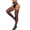 european fishnet open crotch striped bow bodysuit stockings view 5 Fishnet Open-Crotch Striped Bow Bodysuit Stockings - detail