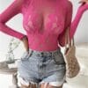 european high neck lace bodystocking see through slim fit hot girl gallianse High-Neck Lace Bodystocking See-Through Slim Fit
