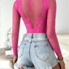 european high neck lace bodystocking see through slim fit hot girl view 5 High-Neck Lace Bodystocking See-Through Slim Fit - detail