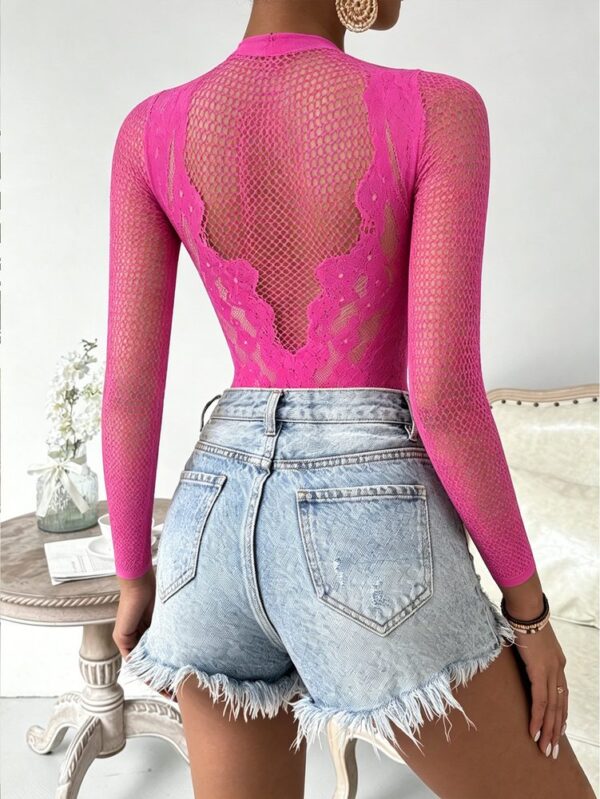 european high neck lace bodystocking see through slim fit hot girl view 5 High-Neck Lace Bodystocking See-Through Slim Fit - detail
