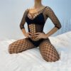 european influencer fishnet open crotch lingerie easy access bodysuit view 2 Fishnet Open-Crotch Lingerie Bodysuit - detail