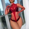 Lace See-Through Fishnet Lingerie Cutout - detail