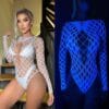 european neon cutout bodystocking long sleeve halter glow in dark gallianse European Neon Cutout Bodystocking Long Sleeve Halter Glow-In-Dark
