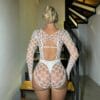 european neon cutout bodystocking long sleeve halter glow in dark view 4 European Neon Cutout Bodystocking Long Sleeve Halter Glow-In-Dark detail 4