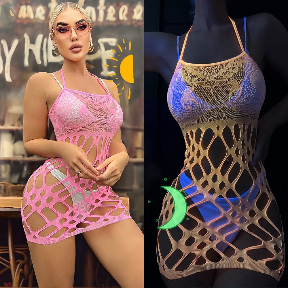 European Neon Glow-In-Dark Flirty Cami Strap Lingerie Sexy