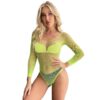 european neon green rhinestone bikini lingerie cutout view 5 European Neon Green Rhinestone Bikini Lingerie Cutout detail 5