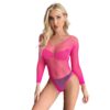 European Neon Red Rhinestone Bikini Lingerie Fishnet detail 5