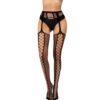 Open-Crotch Lace Sheer Cami Strap Fishnet Tights - detail