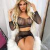 Passionate Fishnet Open-Crotch Plus Size Lingerie - detail