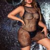 European Plus Size Sexy Crystal Fishnet Lace See-Through detail 2