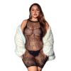 European Plus Size Sexy Crystal Fishnet Lace See-Through detail 5