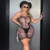 european plus size sexy cutout bow fishnet dress view 2 Plus Size Cutout Bow Fishnet Dress - detail