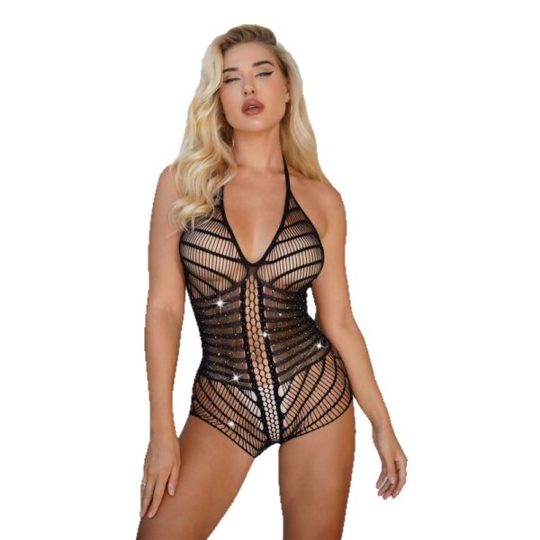 Cutout Striped Rhinestone Bikini Lingerie - detail