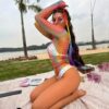Rainbow Bikini Lingerie High-Neck Fishnet - detail