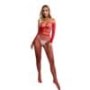 Red Cutout Fishnet Lingerie Christmas Set - detail