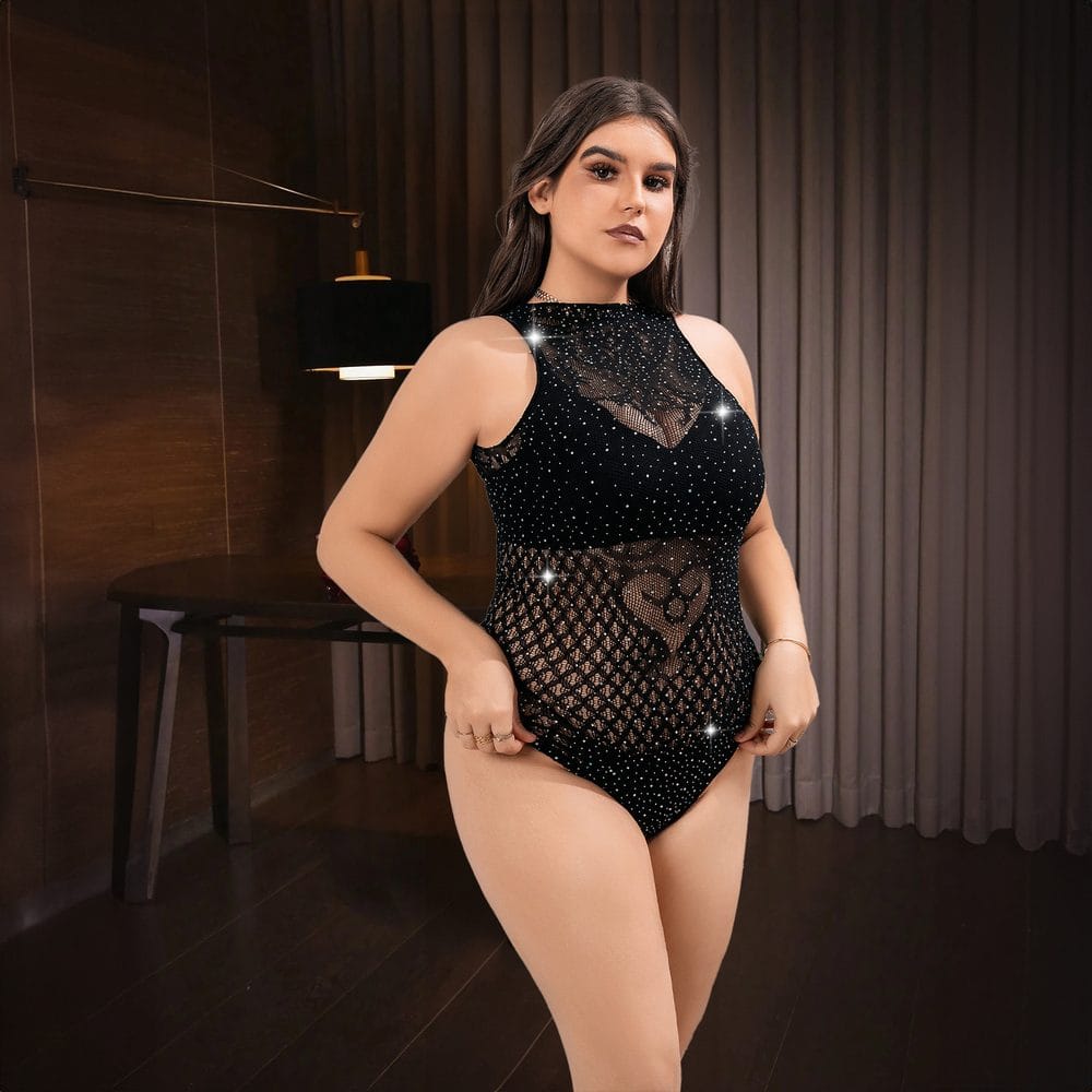 Backless Sleeveless Heart Crystal Lingerie