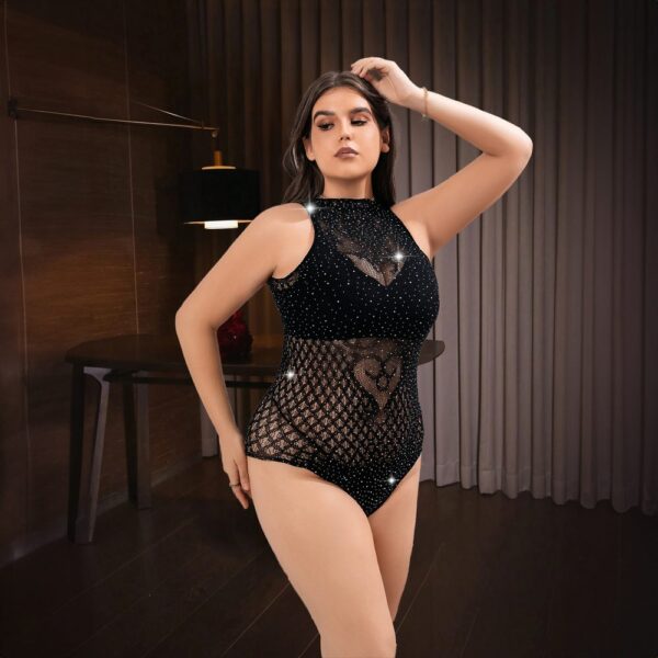 European Seductive Backless Sleeveless Heart Crystal Lingerie detail 2