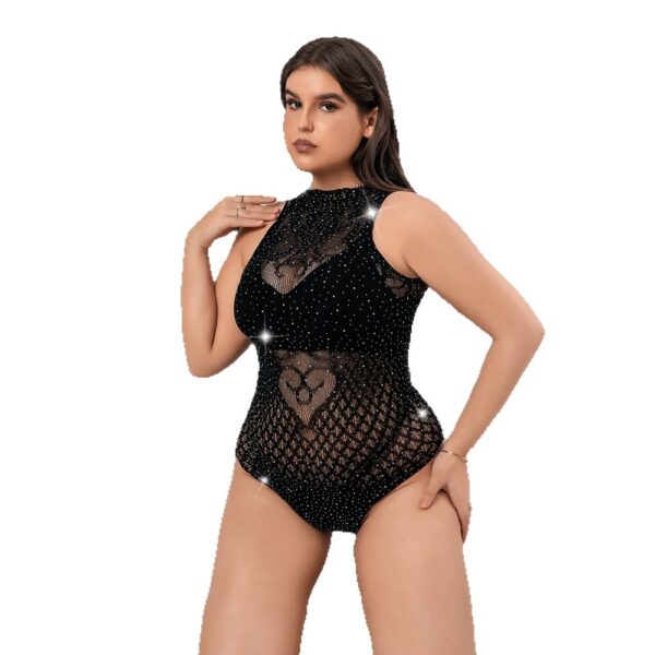 European Seductive Backless Sleeveless Heart Crystal Lingerie detail 5