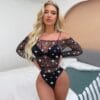 European Seductive Bikini Sexy Rhinestone Lingerie Black