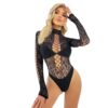 european seductive black leopard cutout see through lingerie view 5 Black Leopard Cutout See-Through Lingerie - detail