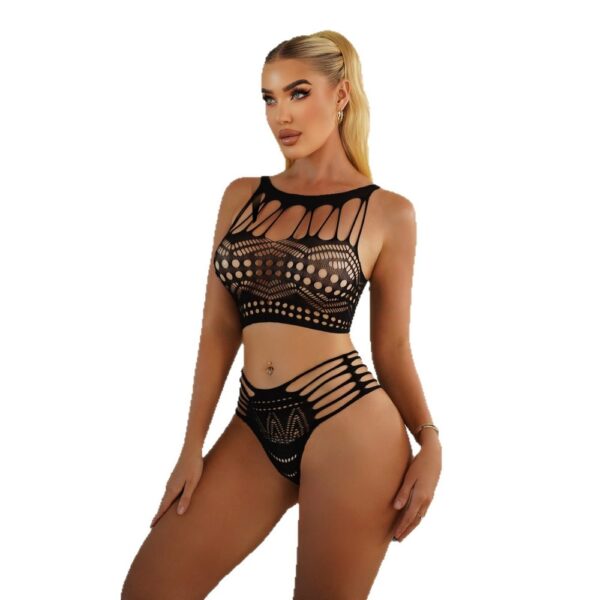 European Seductive Cutout 2-Piece Set Bikini Fishnet Lingerie detail 5