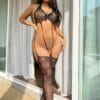 Cutout Bow See-Through Lingerie Purple