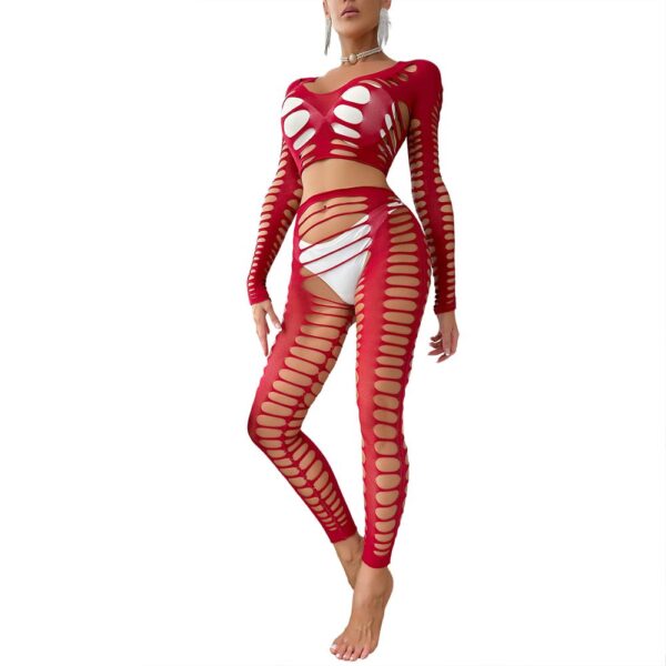 european seductive cutout lingerie boss lady pantyhose 2 piece set view 5 Cutout Lingerie Boss Lady Pantyhose 2-Piece Set - detail
