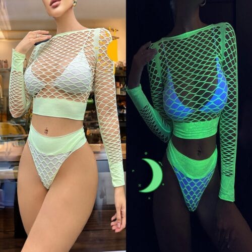 european seductive neon glow in dark cutout bikini 2 piece set gallianse European Seductive Neon Glow-In-Dark Cutout Bikini 2-Piece Set