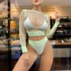 European Seductive Neon Glow-In-Dark Cutout Bikini 2-Piece Set detail 3