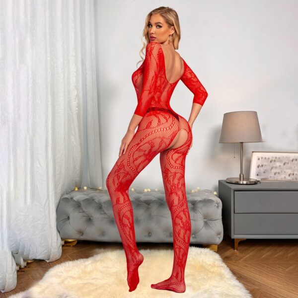 european seductive open crotch jacquard sexy lingerie set view 4 Open-Crotch Jacquard Lingerie Set - detail