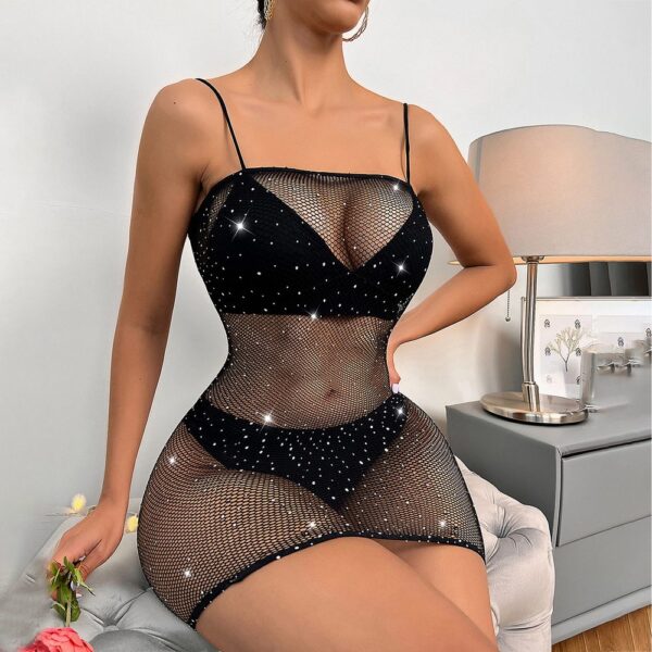 Rhinestone Red Lingerie - detail