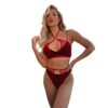 European See-Through Fishnet Cutout Flirty Bikini 2-Piece Set detail 5