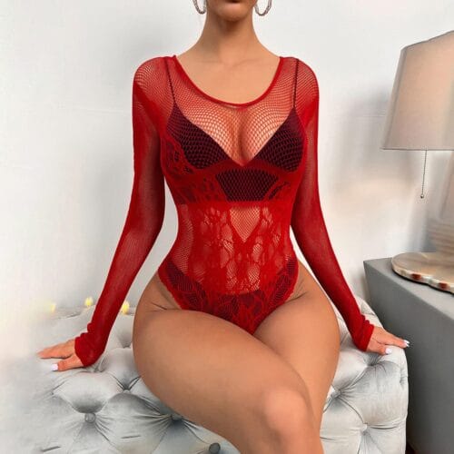 European Sexy Bodysuit Jacquard Top Lingerie Plus Size