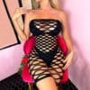 european sexy cutout bandeau fishnet lingerie easy access view 2 Cutout Bandeau Fishnet Lingerie - detail